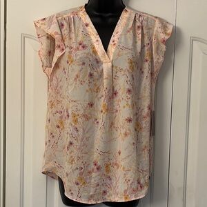 Chais New York Floral Print V-Neck Blouse Women Size Small